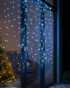 WeRChristmas Multi-Function 300 LED Connectable Curtain Light String, Bright White