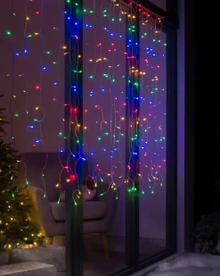 WeRChristmas Multi-Function 300 LED Connectable Curtain Light String, Multi-Coloured