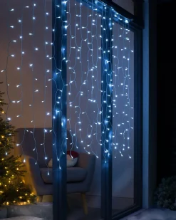 WeRChristmas Multi-Function 500 LED Connectable Curtain Light String, Bright White