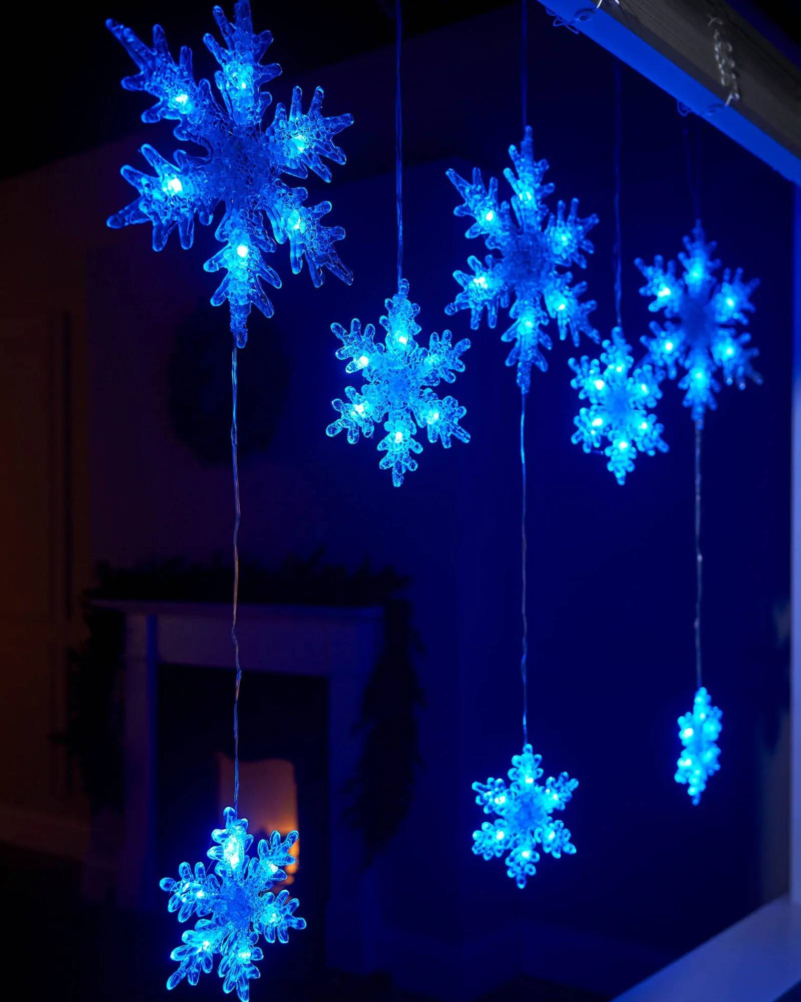 WeRChristmas Multi-Function Snowflake Curtain Light, Blue, 1.6 M