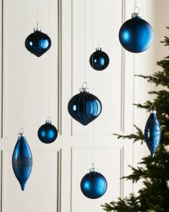 WeRChristmas Navy Blue Glass Baubles, 20 Pack