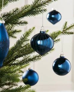 WeRChristmas Navy Blue Glass Baubles, 20 Pack