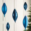 WeRChristmas Navy Blue Glass Baubles, 5 Pack, 15 Cm