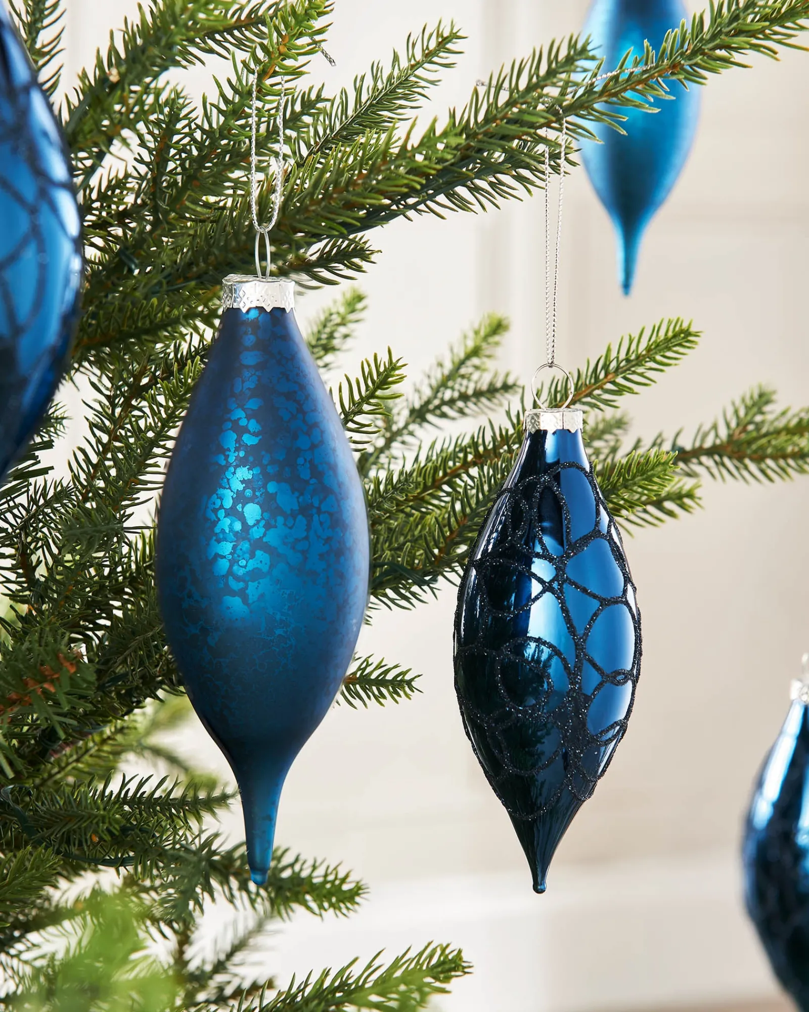 WeRChristmas Navy Blue Glass Baubles, 5 Pack, 15 Cm