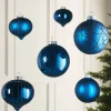 WeRChristmas Navy Blue Glass Baubles, 6 Pack, 10 Cm