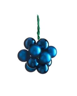 WeRChristmas Navy Blue Glass Berry Cluster Baubles, 10 Pack