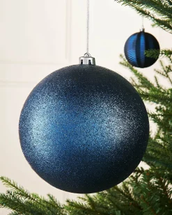 WeRChristmas Navy Blue Large Glitter Shatterproof Bauble, 20 Cm