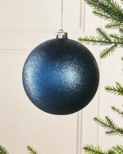 WeRChristmas Navy Blue Large Glitter Shatterproof Bauble, 15 Cm