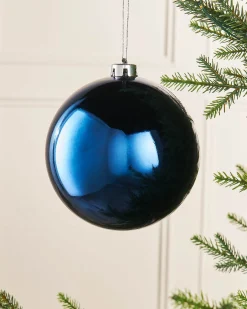 WeRChristmas Navy Blue Large Gloss Shatterproof Bauble, 15 Cm