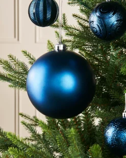 WeRChristmas Navy Blue Large Matt Shatterproof Bauble, 15 Cm