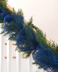 WeRChristmas Navy Blue Mesh With Navy Blue Foils, 9 M