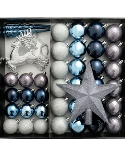 WeRChristmas Navy Shatterproof Baubles Set, 50 Pack