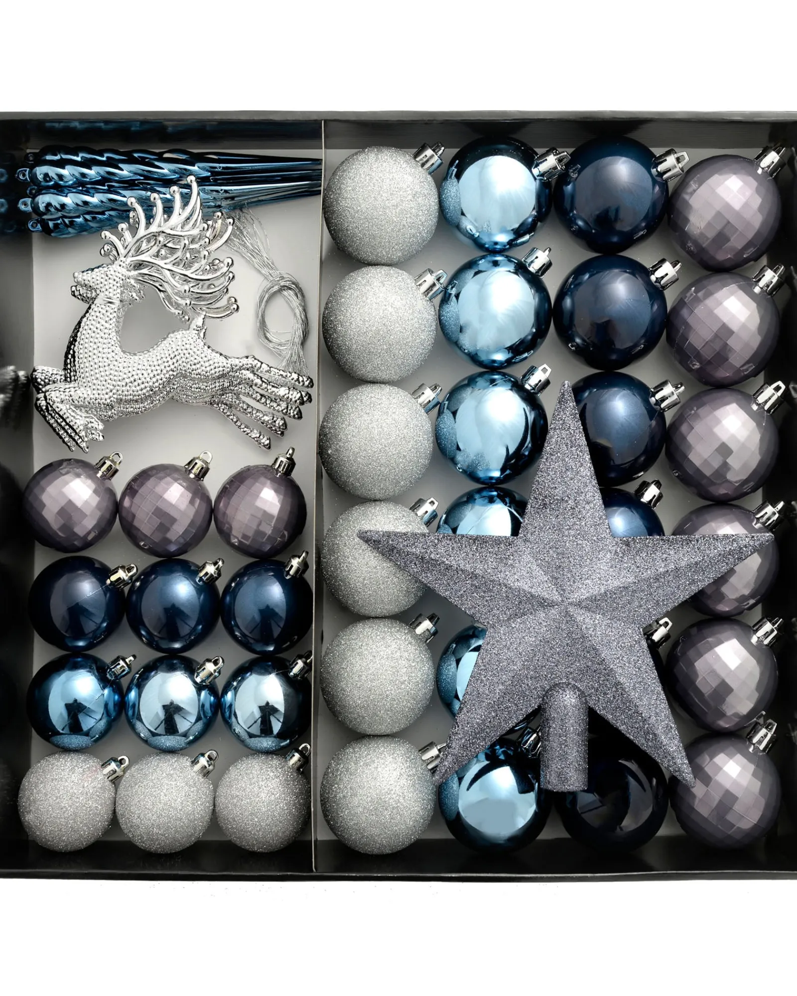 WeRChristmas Navy Shatterproof Baubles Set, 50 Pack