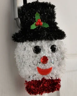WeRChristmas Pack Of 3 Hanging Tinsel Snowman Decorations, 16 Cm