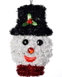 WeRChristmas Pack Of 3 Hanging Tinsel Snowman Decorations, 16 Cm