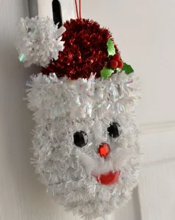 WeRChristmas Pack Of 3 Hanging Tinsel Snowman Decorations, 16 Cm