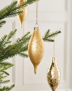 WeRChristmas Pale Gold Glass Baubles, 5 Pack, 15 Cm