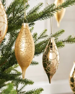 WeRChristmas Pale Gold Glass Baubles, 5 Pack, 15 Cm