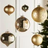 WeRChristmas Pale Gold Glass Baubles, 6 Pack, 10 Cm