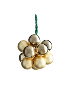 WeRChristmas Pale Gold Glass Berry Cluster Baubles, 10 Pack