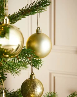WeRChristmas Pale Gold Shatterproof Bauble, 50 Pack