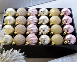 WeRChristmas Pink/Champagne Shatterproof Baubles, 48 Pack, 6 Cm