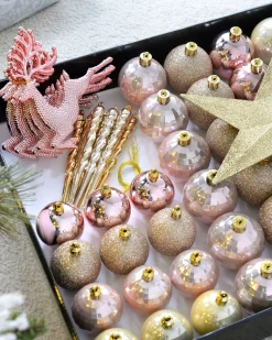 WeRChristmas Pink/Champagne Shatterproof Baubles Set, 50 Pack