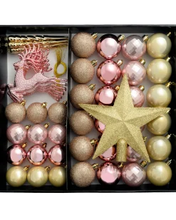 WeRChristmas Pink/Champagne Shatterproof Baubles Set, 50 Pack
