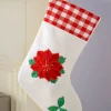 WeRChristmas Poinsettia Embroidered Stocking, Red/White, 48 Cm