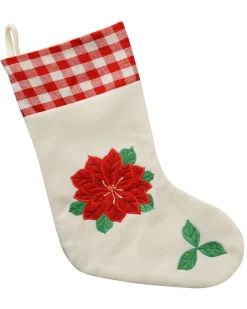 WeRChristmas Poinsettia Embroidered Stocking, Red/White, 48 Cm