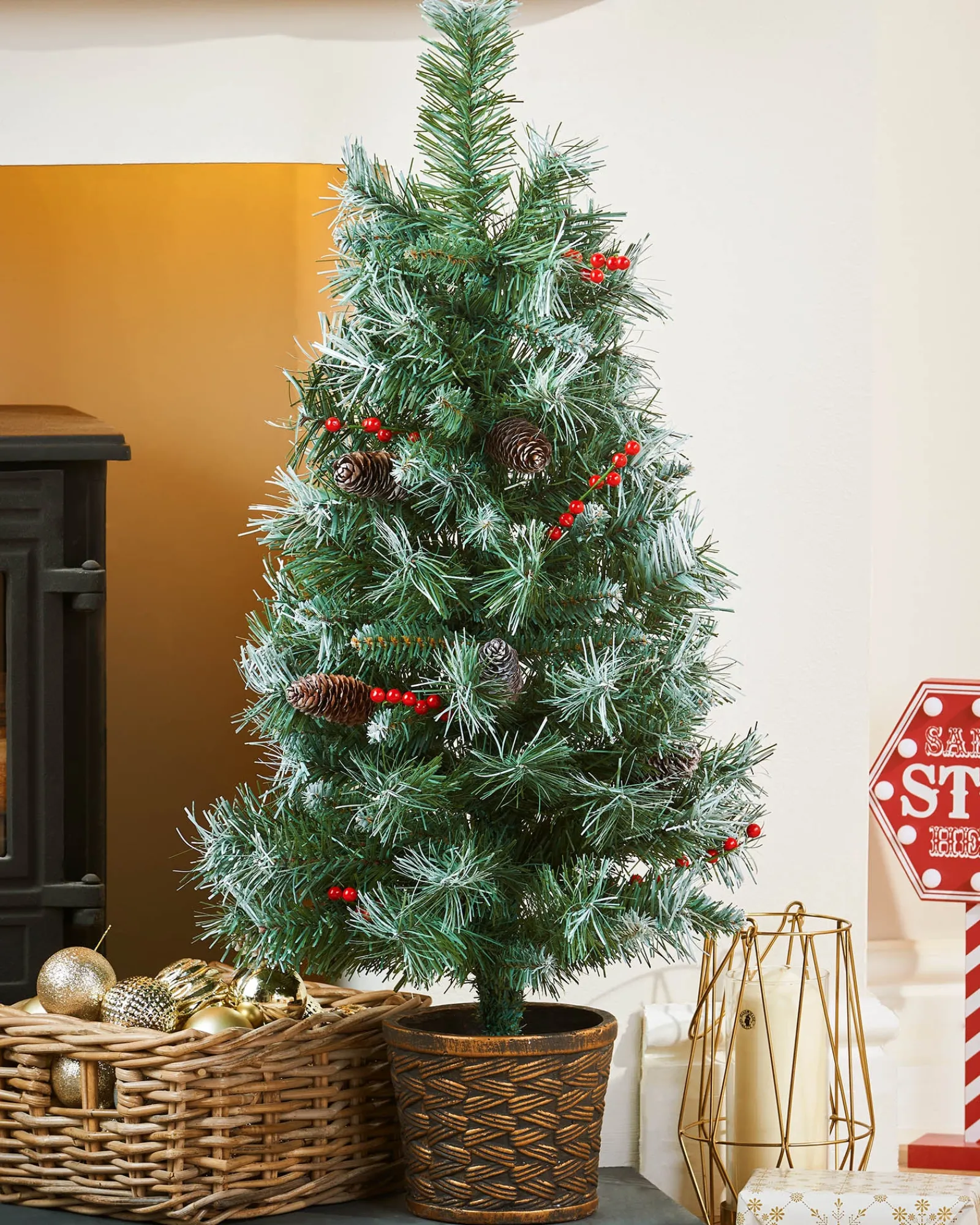 WeRChristmas Potted Scandinavian Blue Spruce Christmas Tree, 3 Ft