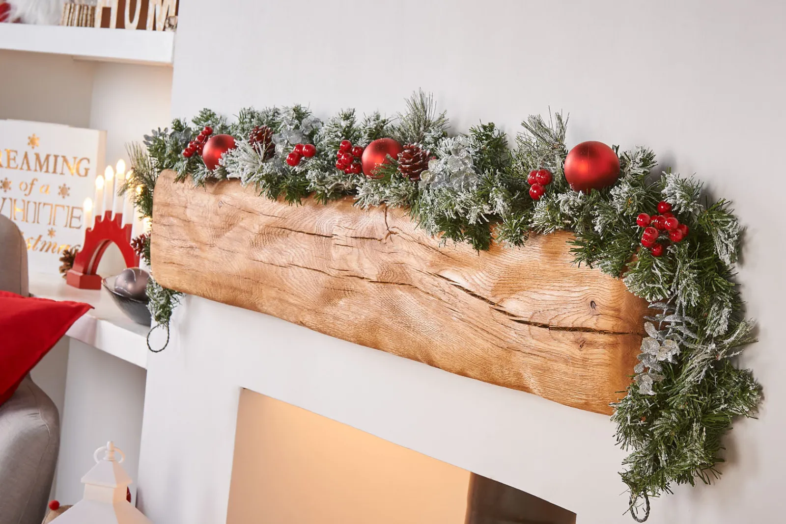 WeRChristmas Pre-Decorated Frosted Garland, 6 Ft