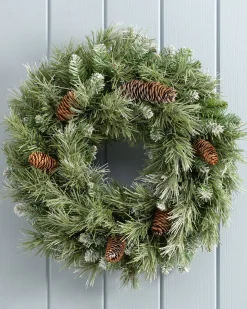 WeRChristmas Pre-Decorated Frosted Scandinavian Blue Spruce Wreath, 50 Cm