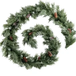WeRChristmas Pre-Decorated Frosted Scandinavian Blue Spruce Garland, 9 Ft