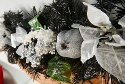 WeRChristmas Pre-Decorated Garland, Black/Silver, 6 Ft