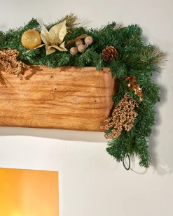 WeRChristmas Pre-Decorated Garland, Cream/Gold, 6 Ft