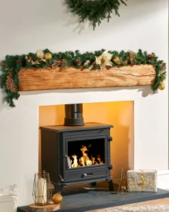 WeRChristmas Pre-Decorated Garland, Cream/Gold, 6 Ft