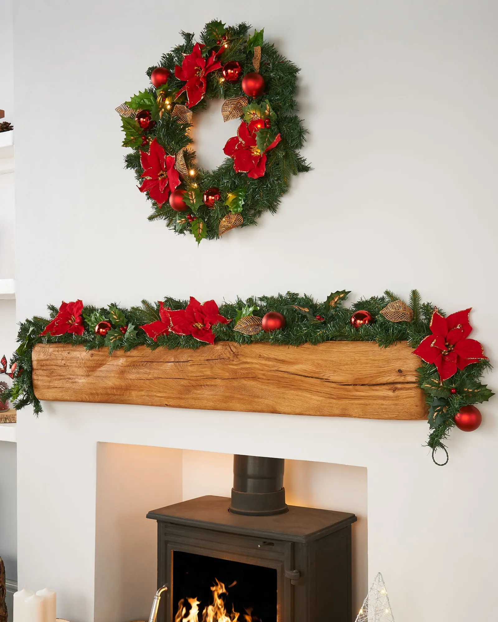 WeRChristmas Pre-Decorated Garland, Red/Gold, 6 Ft