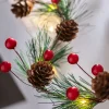 WeRChristmas Pre-Lit 20 LED Pinecones & Berries Light String Garland, 6 Ft