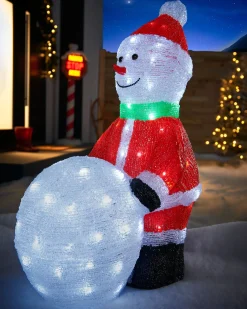 WeRChristmas Pre-Lit Acrylic Snowman With Snowball, 60 Cm