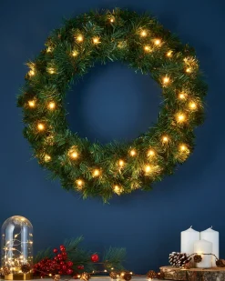 WeRChristmas Pre-Lit Alberta Spruce Wreath, 60 Cm