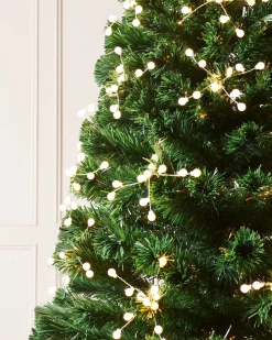 WeRChristmas Pre-Lit Berry Cluster Fibre Optic Christmas Tree, 7 Ft