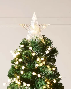 WeRChristmas Pre-Lit Berry Cluster Fibre Optic Christmas Tree, 7 Ft