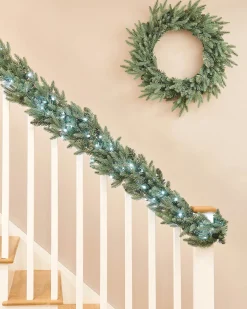 WeRChristmas Pre-Lit Blue Mixed Pine Garland, 9 Ft