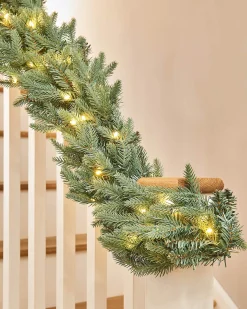 WeRChristmas Pre-Lit Blue Mixed Pine Garland, 9 Ft