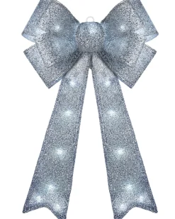 WeRChristmas Pre-Lit Bow Tree Topper, Silver, 60 Cm