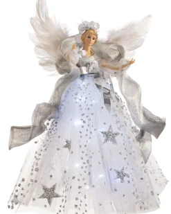 WeRChristmas Pre-Lit Christmas Angel Tree Topper, White, 43 Cm