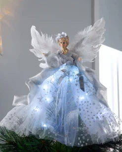 WeRChristmas Pre-Lit Christmas Angel Tree Topper, White, 43 Cm