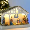WeRChristmas Pre-Lit Christmas Wooden Nativity Scene, 26 Cm