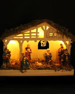 WeRChristmas Pre-Lit Christmas Wooden Nativity Scene, 26 Cm